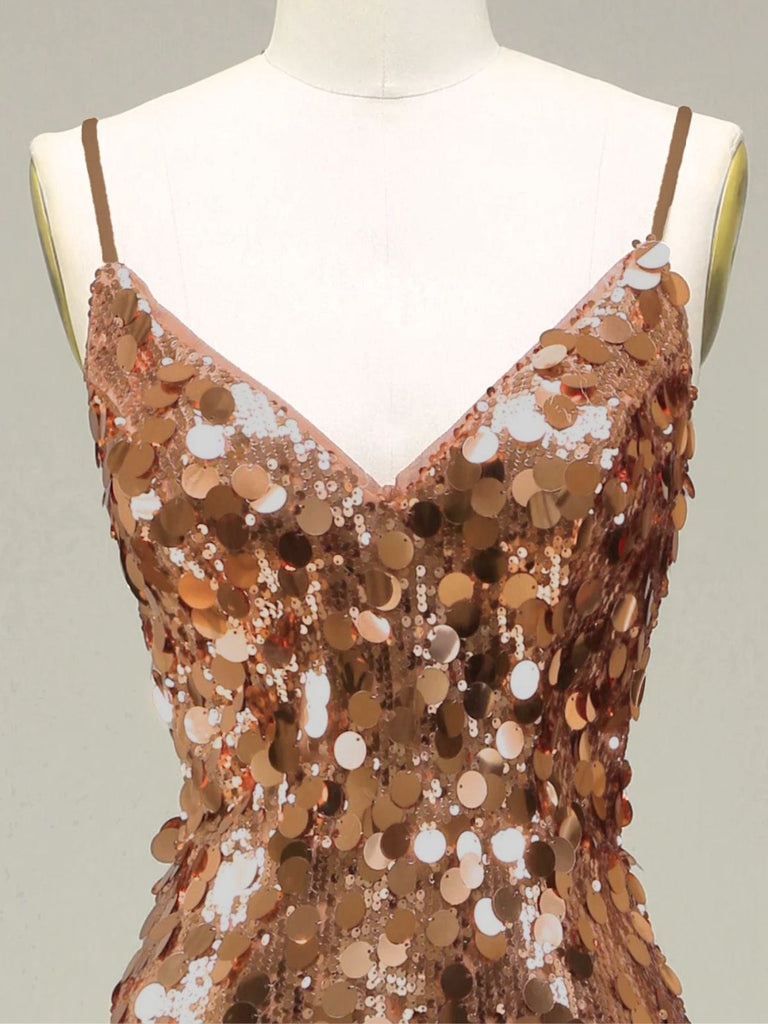 [Prévente] Robe de soirée longue au sol dorée à paillettes des années 1930