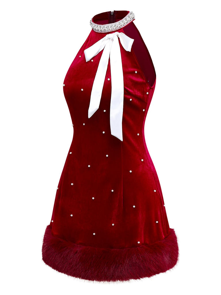 [Prévente] Robe de Noël rouge à franges de perles années 1960