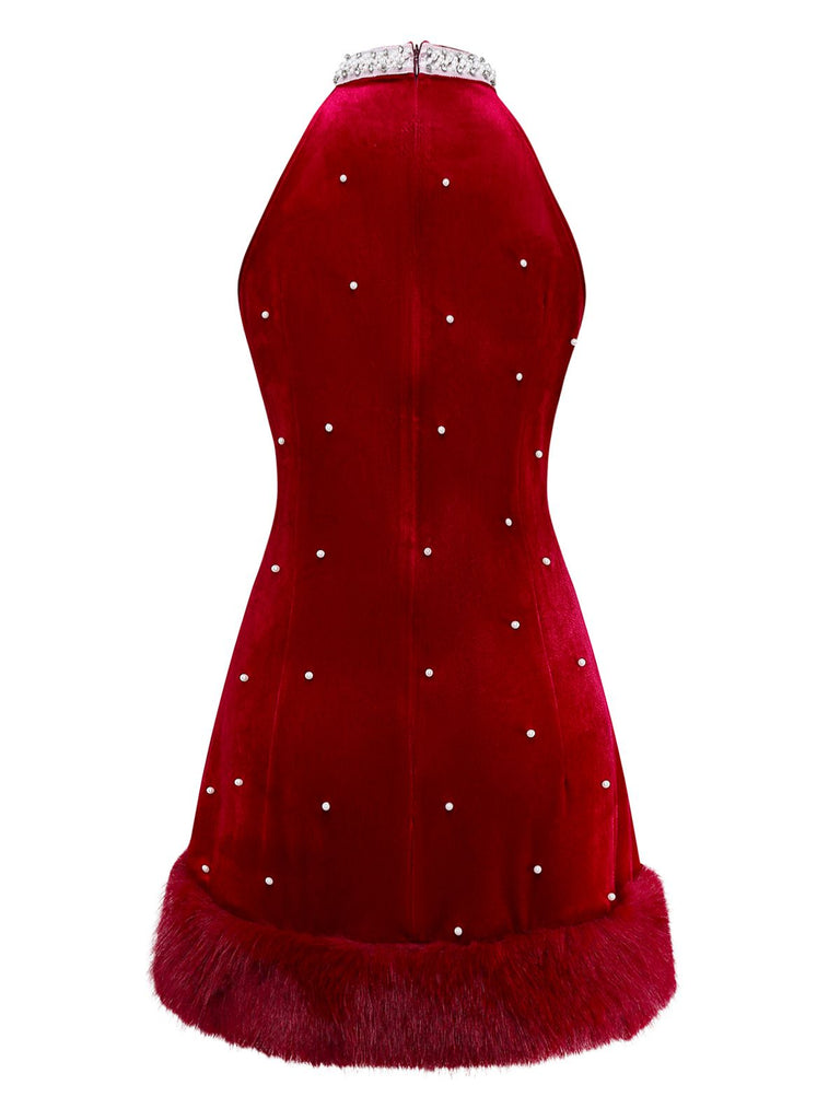 [Prévente] Robe de Noël rouge à franges de perles années 1960