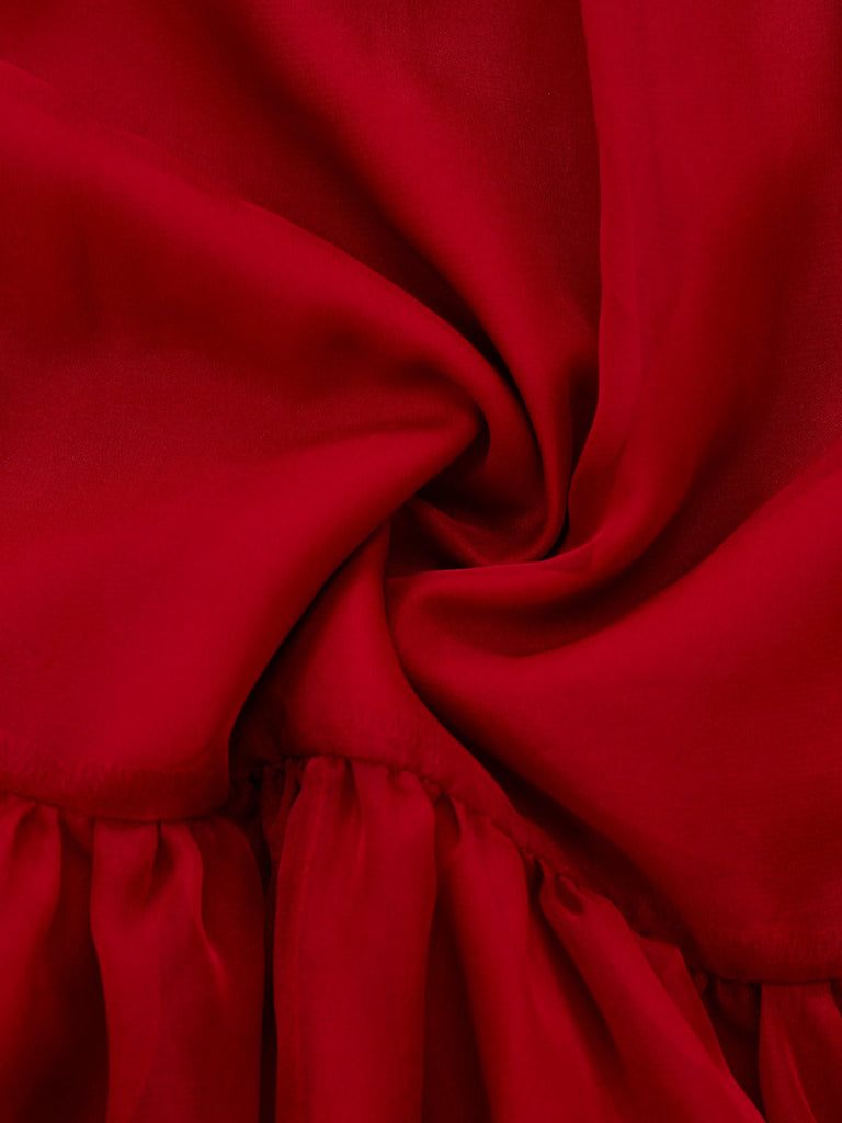 [Prévente] Robe rouge à carreaux en patchwork de maille années 1940