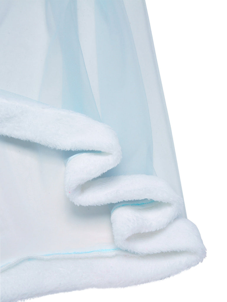 [Prévente] Chemise de nuit bleue en tulle à volants et peluche années 40