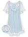 [Prévente] Chemise de nuit bleue en tulle à volants et peluche années 40