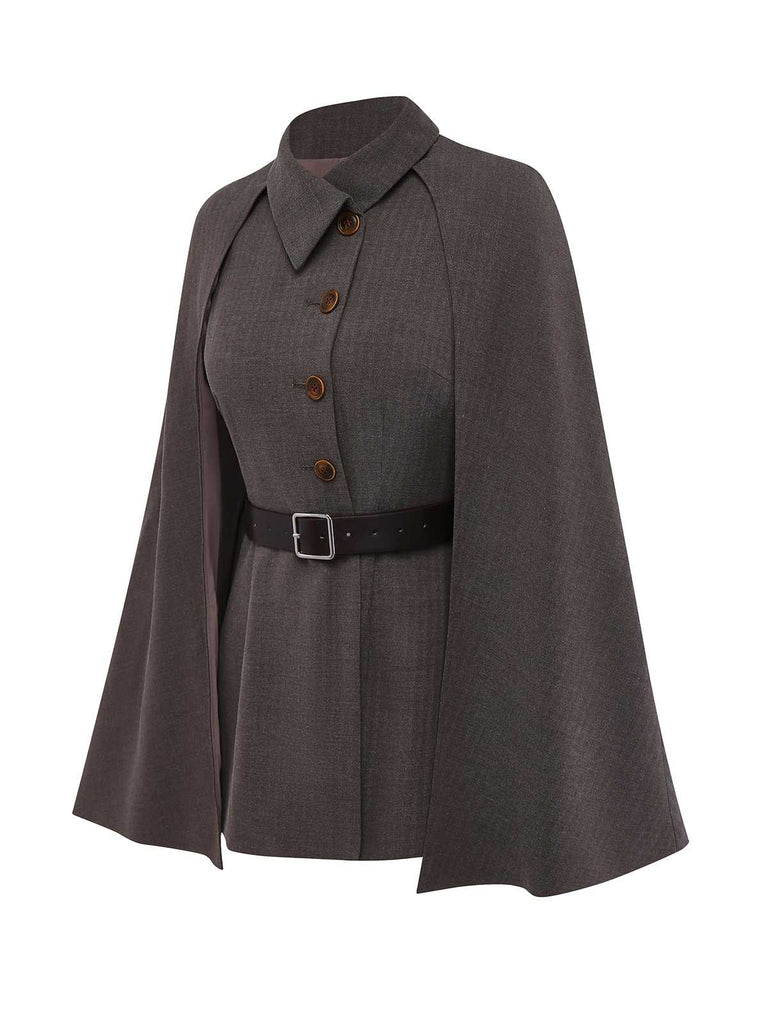 [Prévente] Veste à revers avec cape amovible et ceinturée années 1940