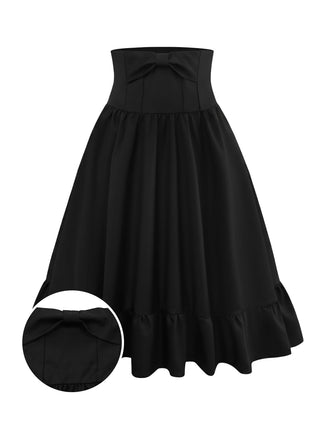 [Prévente] Jupe unie noire à décor de nœud années 1950