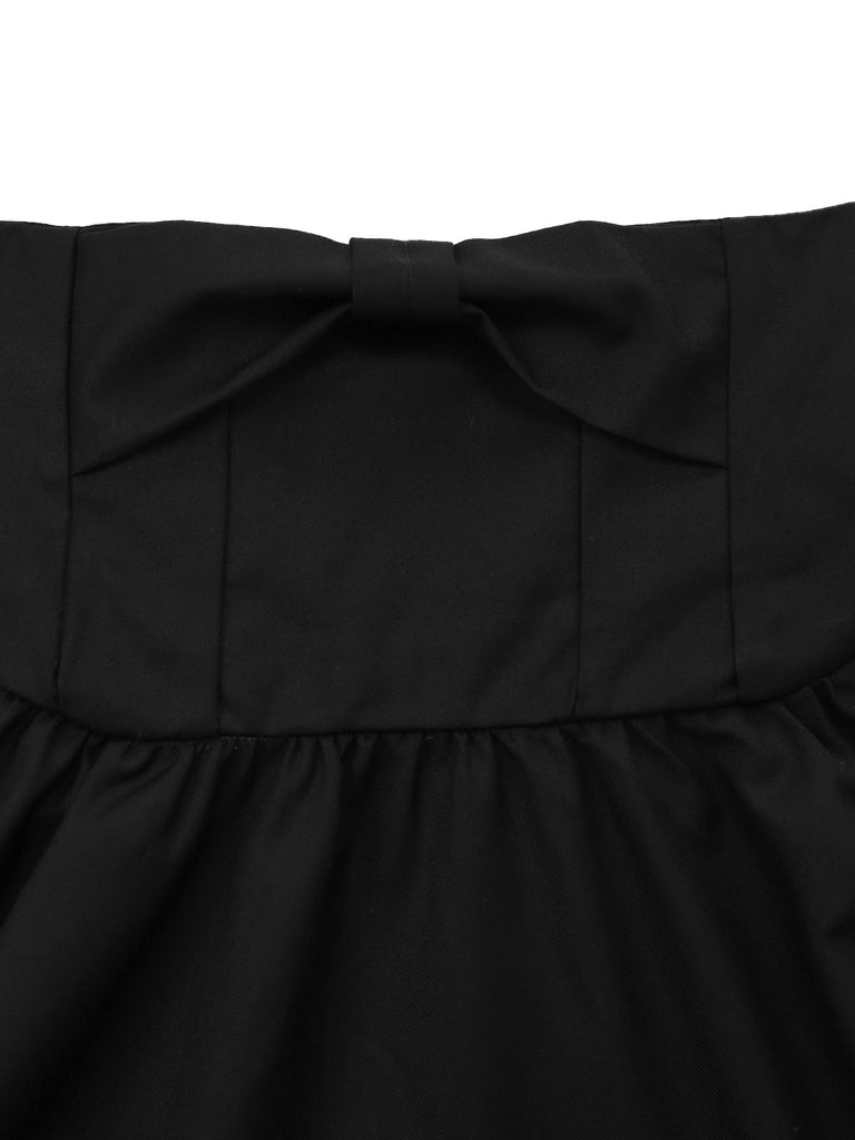 [Prévente] Jupe unie noire à décor de nœud années 1950