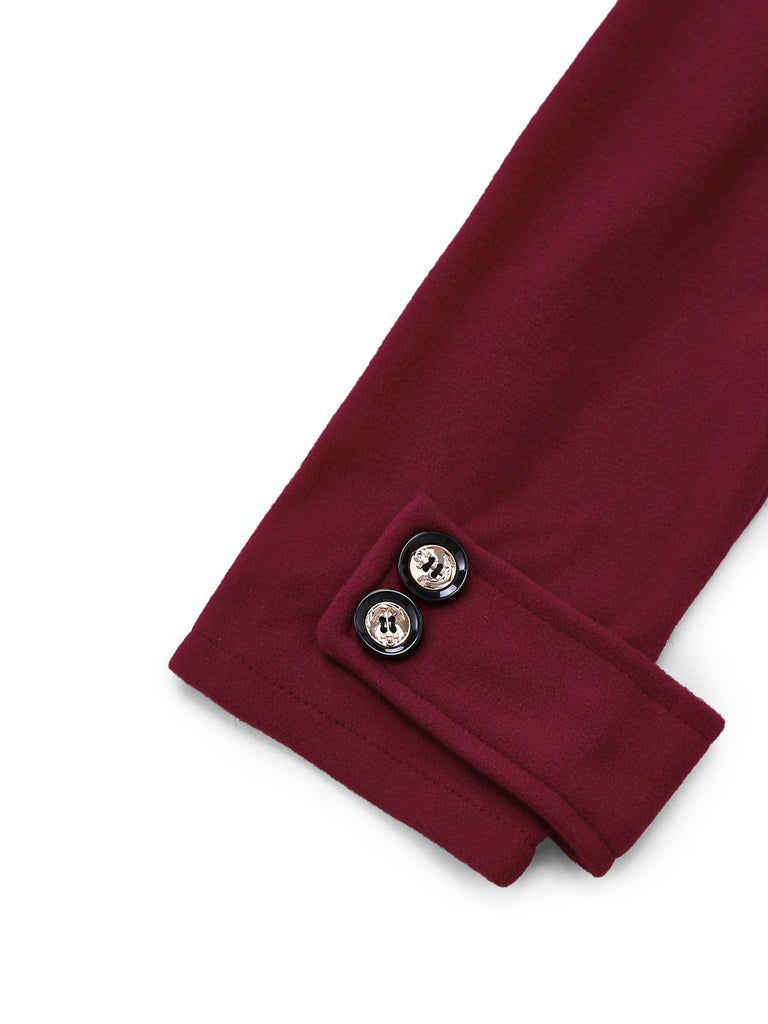 Manteau long à col cranté large en fausse laine des années 1940