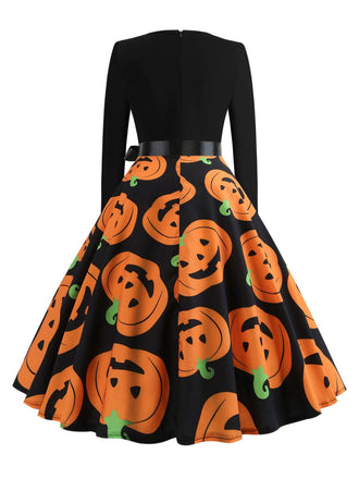 Robe col pétale et toile d'araignée Halloween années 1950