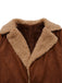 Trench-coat boutonné en faux daim col cranté marron des années 1950