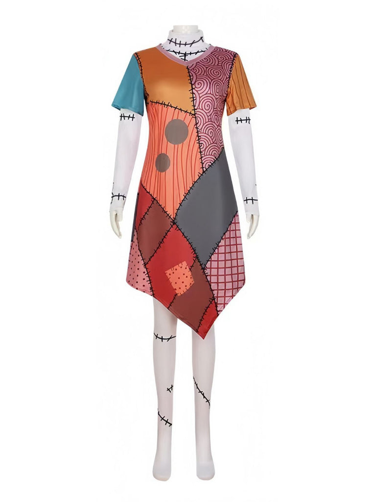 Robe Sally multicolore cauchemar Halloween années 1940
