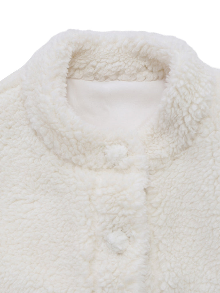 [Prévente] 2PCS Veste fausse laine et jupe plissée blanche et rouge années 1960