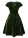 [Prévente] [Grande taille] Robe verte en velours perlé col en V profond des années 1940