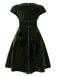 [Prévente] [Grande taille] Robe verte en velours perlé col en V profond des années 1940