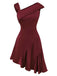 Robe bordeaux en satin et strass épaules dénudées années 1960