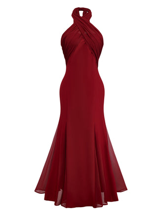 Robe convertible à col licou croisée en mousseline de soie années 1930