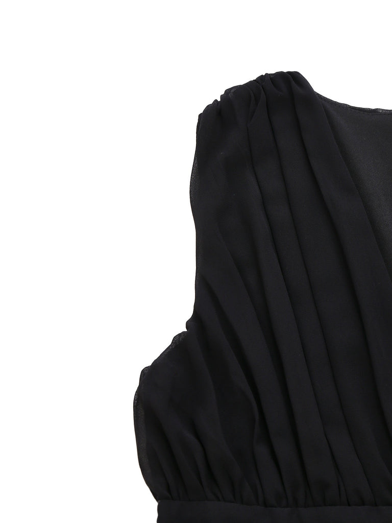 Robe verte en tulle à sequins décolleté col en V profond années 1930