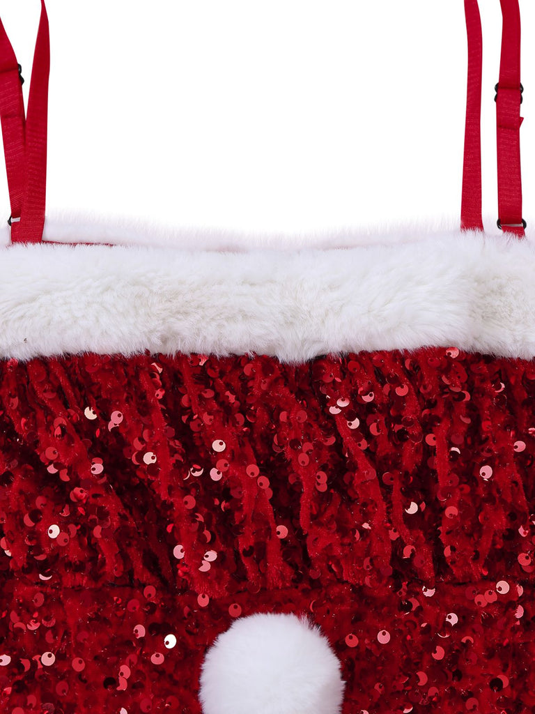 [Prévente] Robe rouge à nœud et sequins ourlet brut années 50