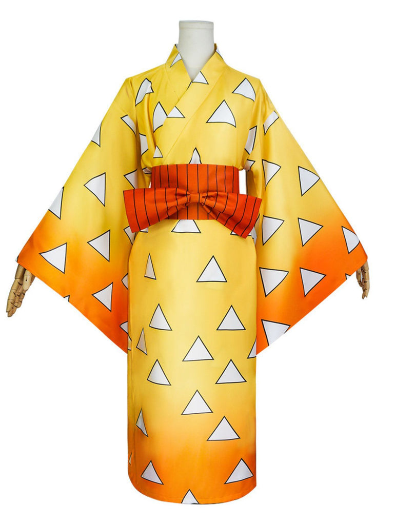 Robe kimono cosplay jaune Agatsuma Zenitsu des années 1970
