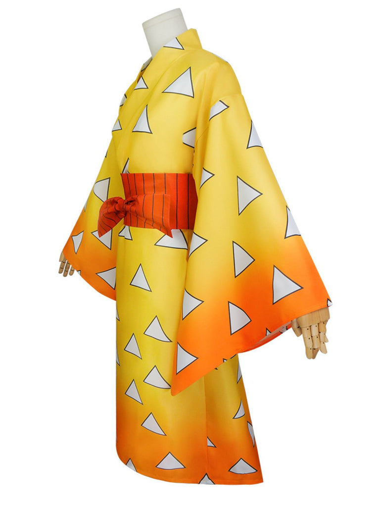 Robe kimono cosplay jaune Agatsuma Zenitsu des années 1970