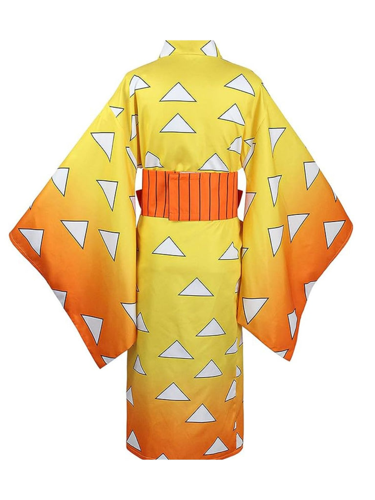 Robe kimono cosplay jaune Agatsuma Zenitsu des années 1970