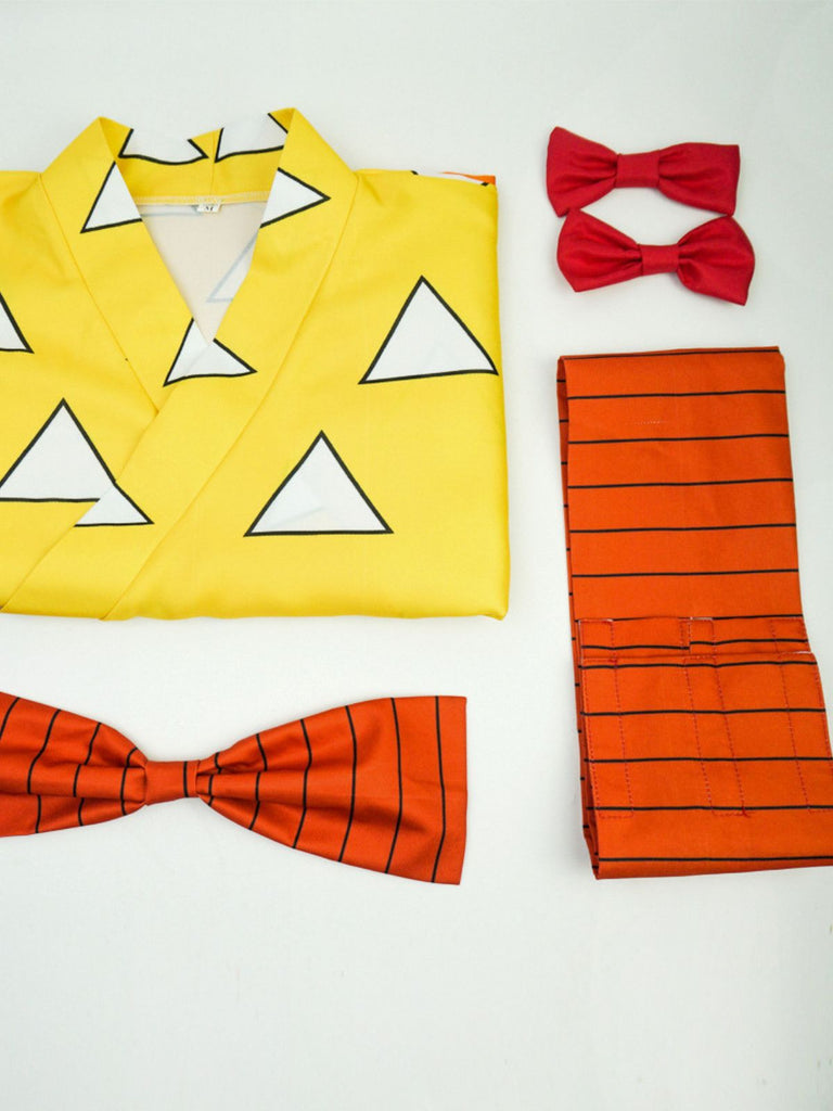 Robe kimono cosplay jaune Agatsuma Zenitsu des années 1970
