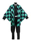 3PCS Ensemble de costume kimono Tanjiro Kamado vert des années 1970