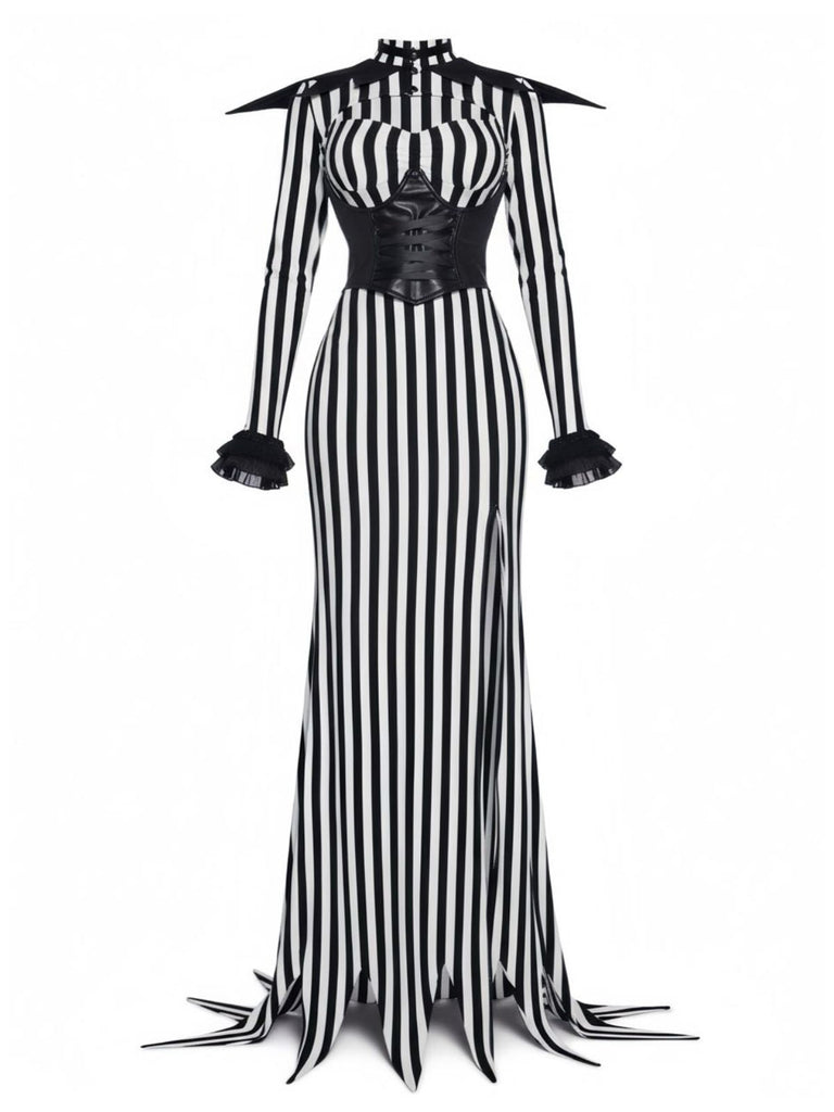 [Pré-vente] Robe noire rayée du Roi Citrouille des monsieur Jack des années 1930