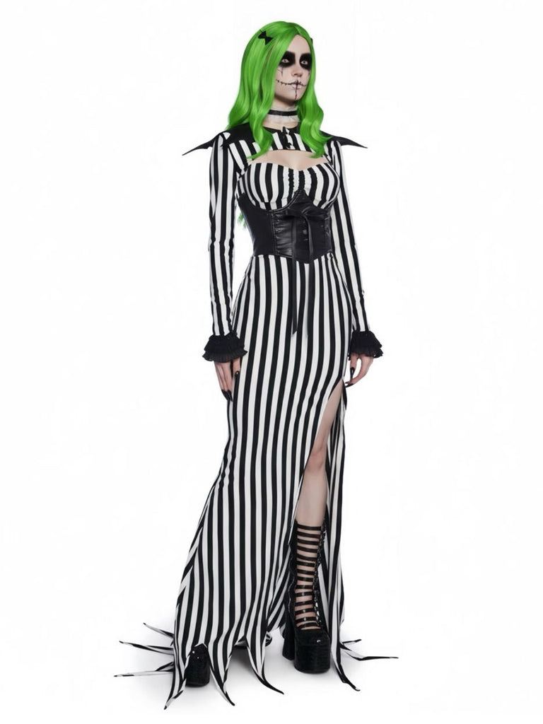[Pré-vente] Robe noire rayée du Roi Citrouille des monsieur Jack des années 1930