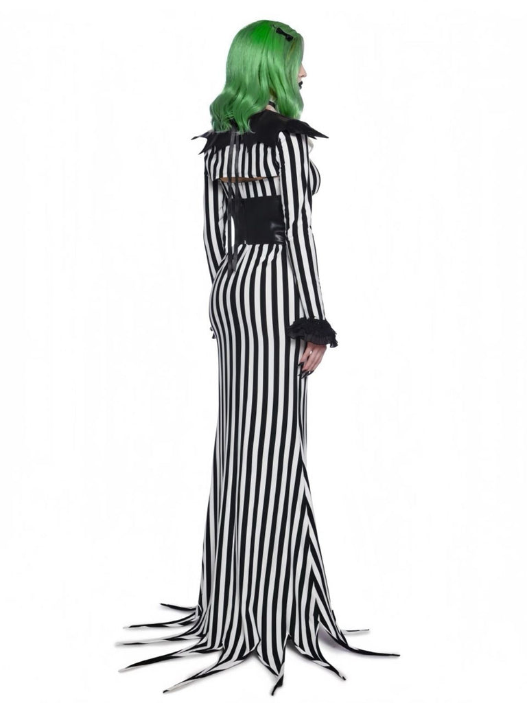 [Pré-vente] Robe noire rayée du Roi Citrouille des monsieur Jack des années 1930