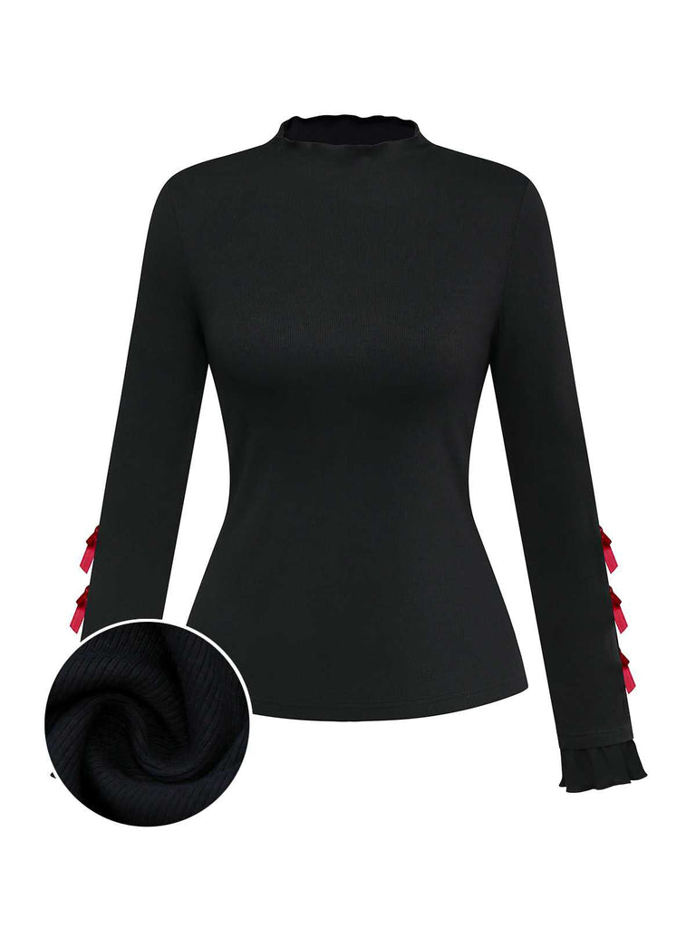 [Prévente] 2PCS Haut à col roulé en velours et robe à carreaux à nœud années 1950