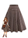 Jupe à carreaux vichy marron taille large des années 1940