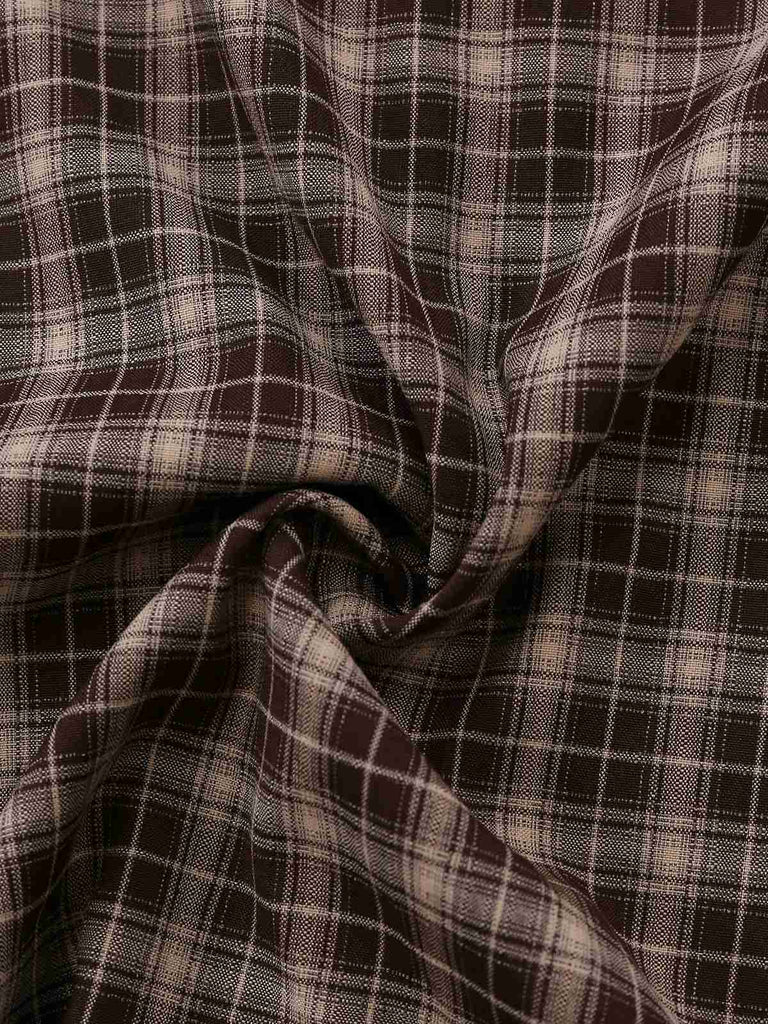 Jupe à carreaux vichy marron taille large des années 1940