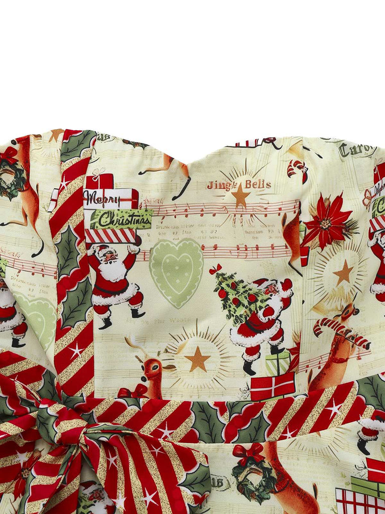 [Prévente] Robe bustier à nœud papillon et canne de Noël années 50