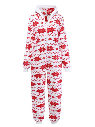 Combinaison pyjama à capuche en flanelle rouge imprimé Noël des années 1980