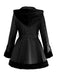 Manteau à capuche et col en fourrure en cuir des années 1950