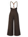 [Grande taille] Pantalon à bretelles marron foncé à bretelles boutonné années 1950
