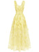 Robe Maxi Bretelles Épaghetti Papillons 3D Maille Années 1930
