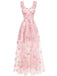 Robe Maxi Bretelles Épaghetti Papillons 3D Maille Années 1930