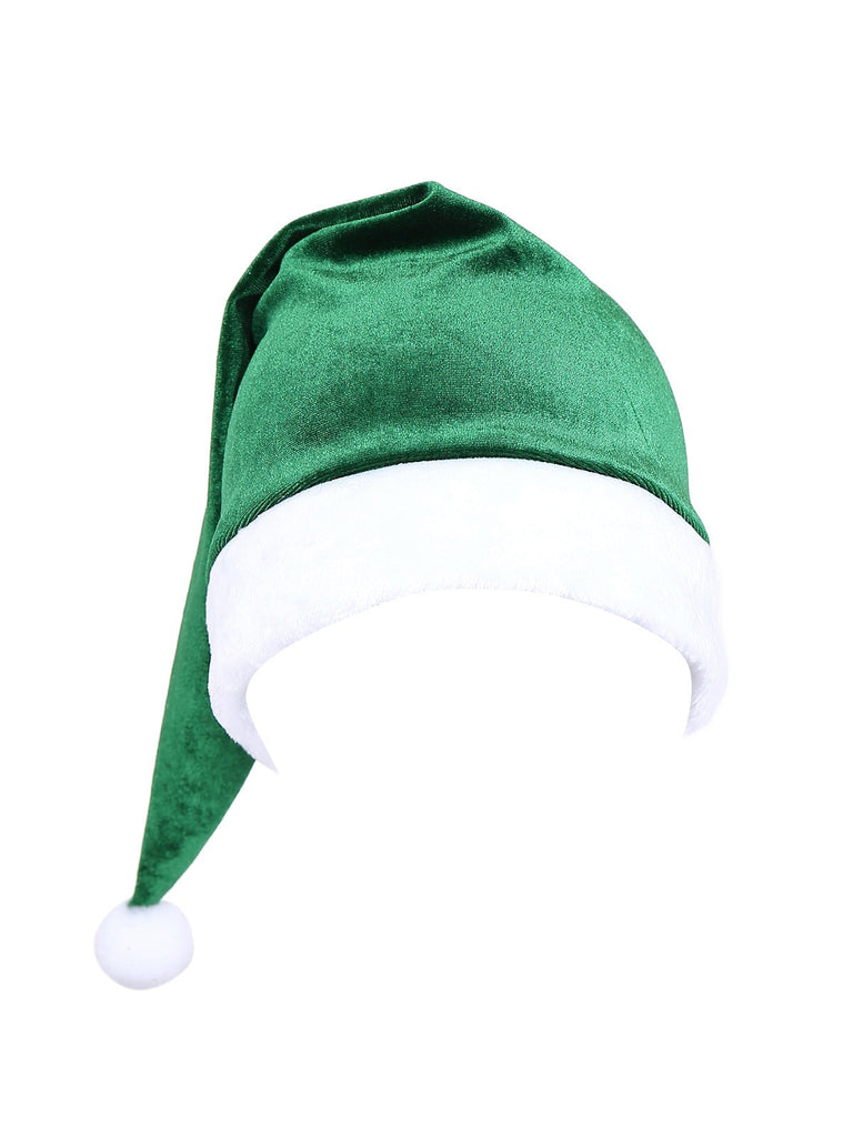 Robe à volants en velours col montant et nœud papillon vert des années 1960