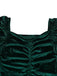 Robe moulante manches longues et froncées en velours vert des années 1960