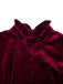 Robe rouge en velours à col volanté et manches lanternes années 1950