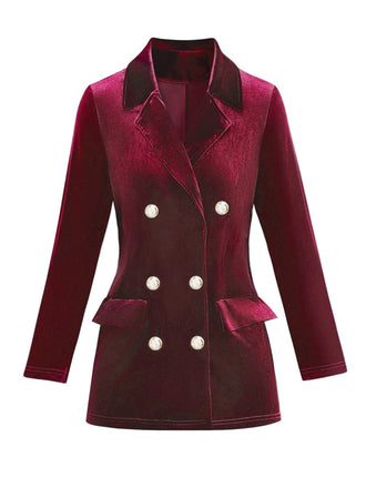 Blazer croisé en velours uni des années 1980