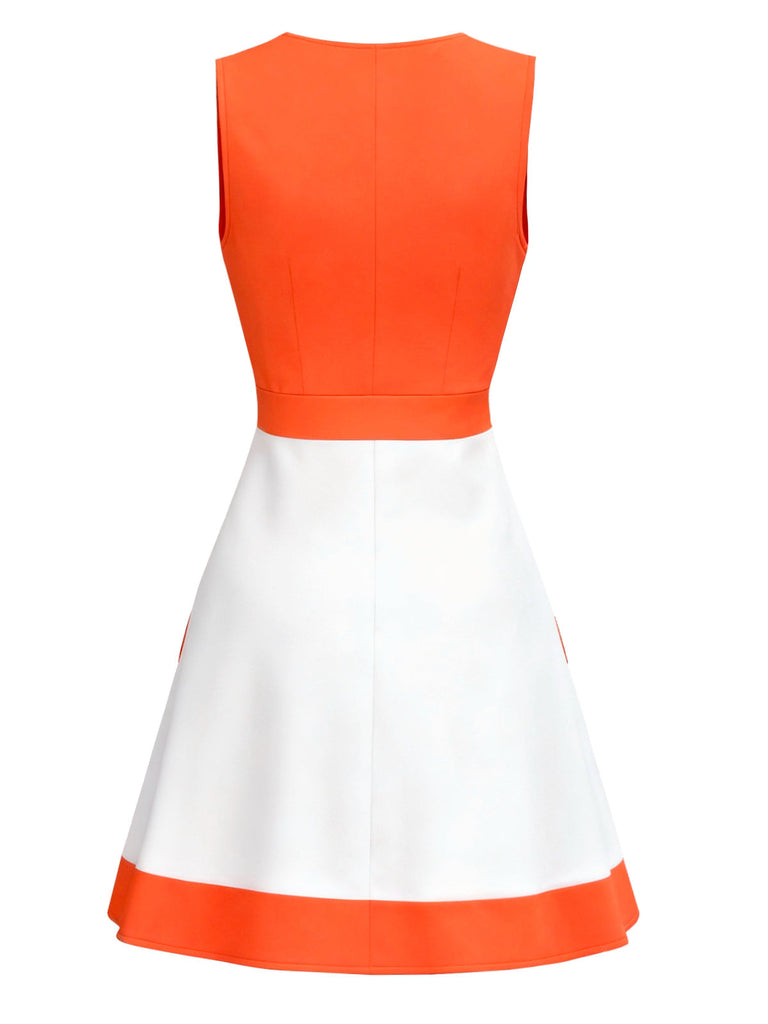 [Pré-vente] Robe sans manches colorblock orange et blanche des années 1960