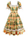 [Pré-vente] Robe patchwork multicolore en dentelle et tartan de Noël des années 1950