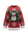 Pull-over à ourlet brut avec motif bonhomme de neige de Noël des années 1950