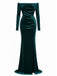 Robe en velours épaules dénudées froncée et fendue sur le côté années 1930