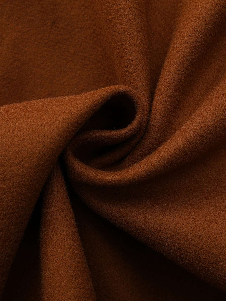 Manteau trapèze col larges revers en fausse laine unie des années 1940