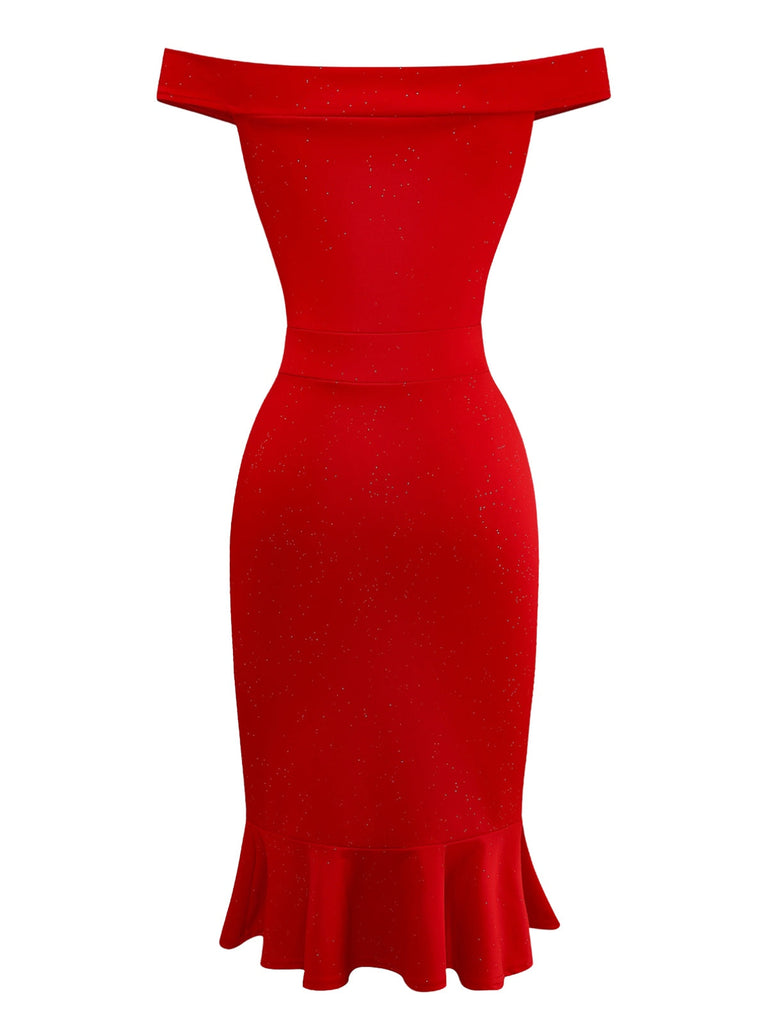 Robe sirène à épaules dénudées et paillettes des années 1930