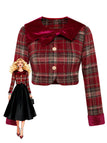 [Pré-vente] Veste patchwork en velours brossé à carreaux rouges des années 1940