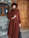 [Prévente] Manteau marron à capuche boutonné en fausse laine années 1950