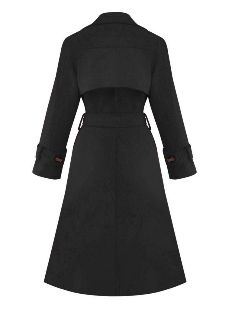 Trench-coat uni à double boutonnage des années 1950